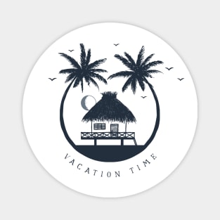 Summer. Beach Hut. Vacation Time. Creative Illustration Magnet